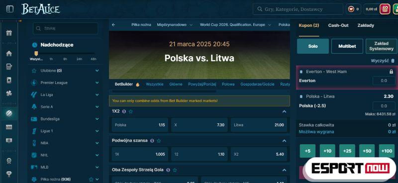 BetAlice sport postawić zakład