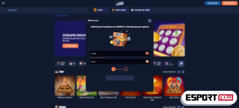 Rejestracja w kasynie Bison bonus bez depozytu 50 zl