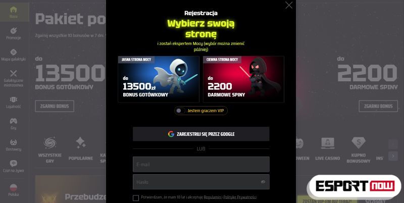 Zarejestruj się w nowym kasynie