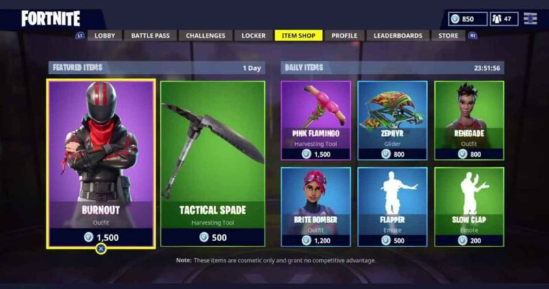 fortnite item shop