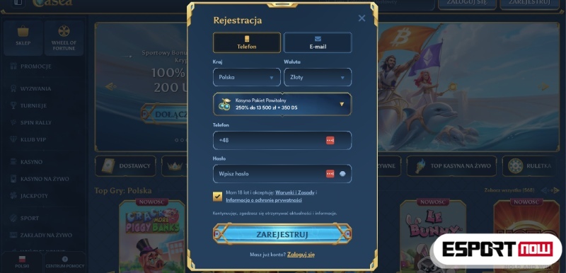 Rejestr kasyna casea
